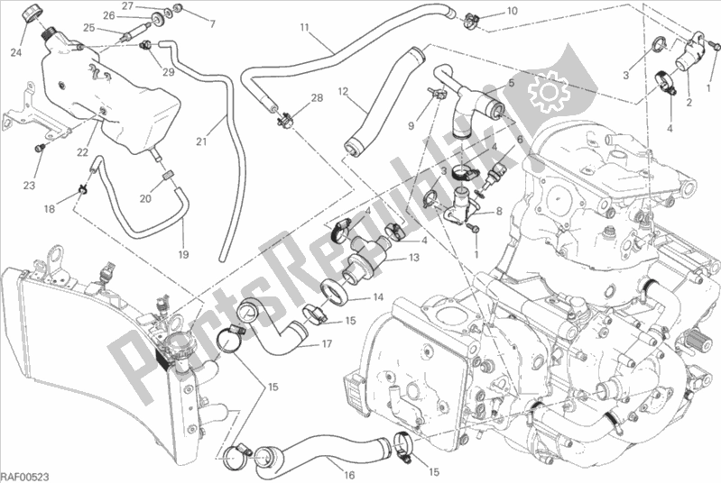 All parts for the Cooling System of the Ducati Monster 1200 S Stripes USA 2015